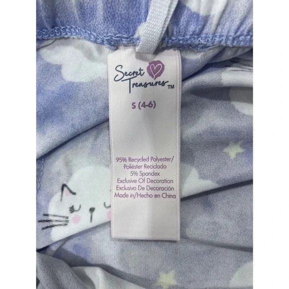 Secret Treasures Cat Nap Pajama Set Purple Clouds Cats Sleepwear Women's Size S - Picture 10 of 12